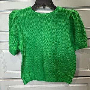 JODIFL Vibrant Green Textured Blouse